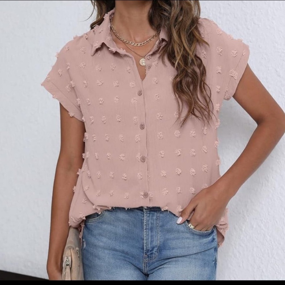 BOTHENIAL Women Pink Button Down Chiffon Blouse Size Medium